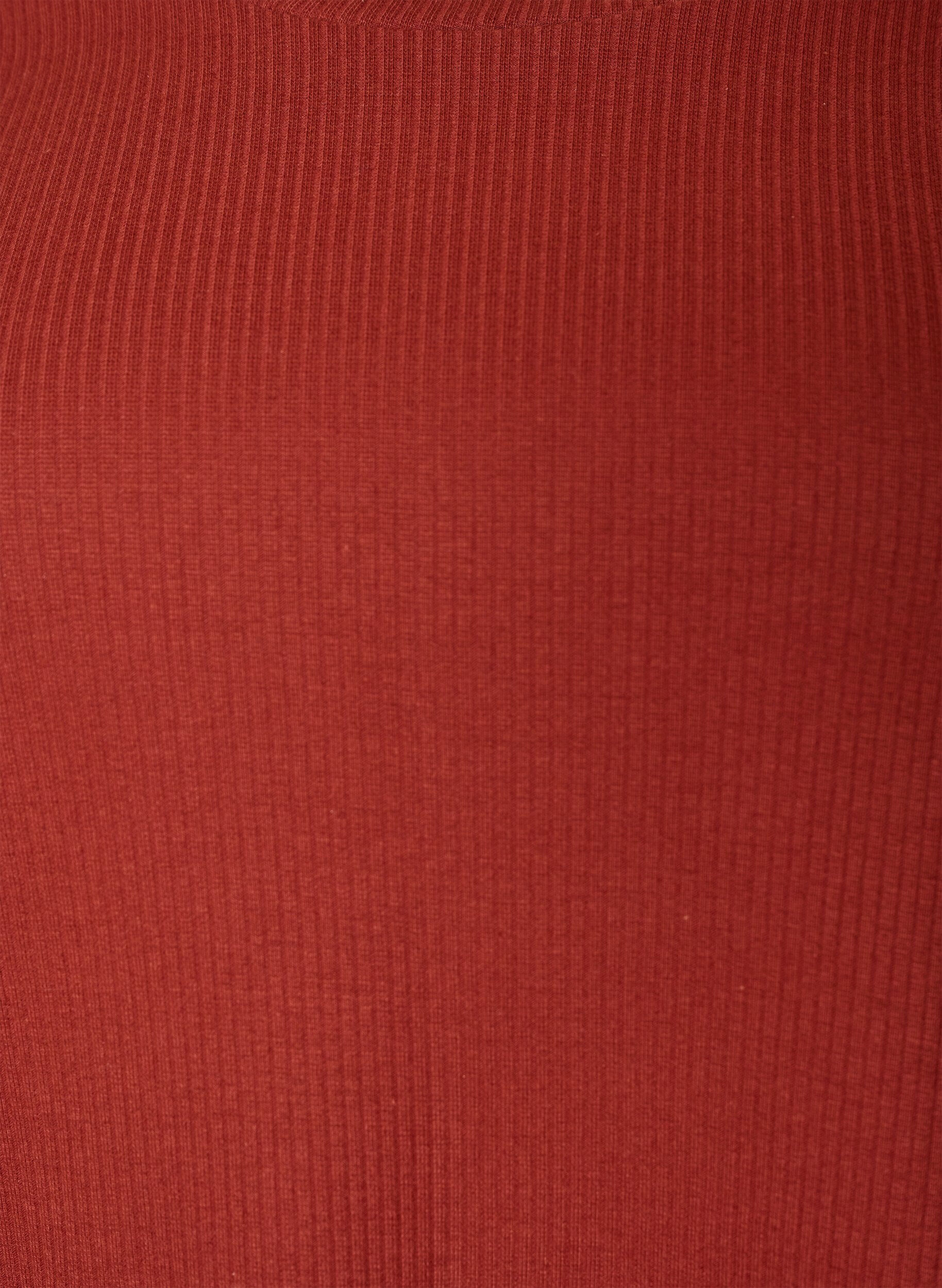 ZizziBlus i ribbad jersey med korta &auml;rmar, R&ouml;d, Packshot image number 2