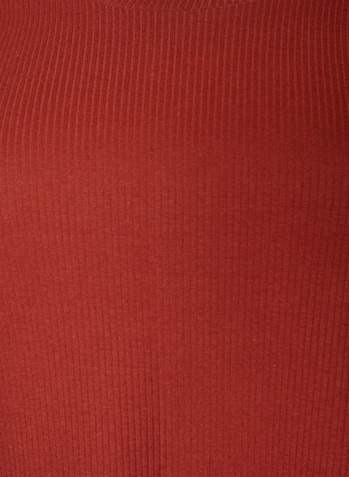 Blus i ribbad jersey med korta &auml;rmar, R&ouml;d, Packshot image number 2