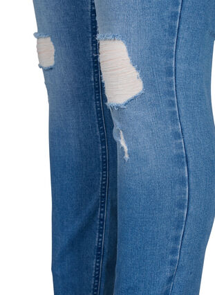 Amy jeans med supersmal passform och rippade detaljer, Blue denim, Packshot image number 3