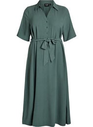 Midi skjortkl&auml;nning med knytb&auml;lte, Gr&ouml;n
