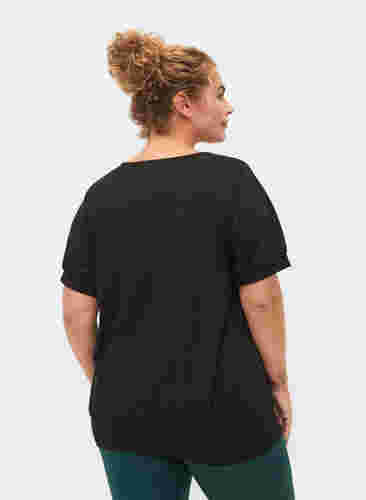 Enfärgad tränings-t-shirt med V-ringad hals, Black, Model image number 1
