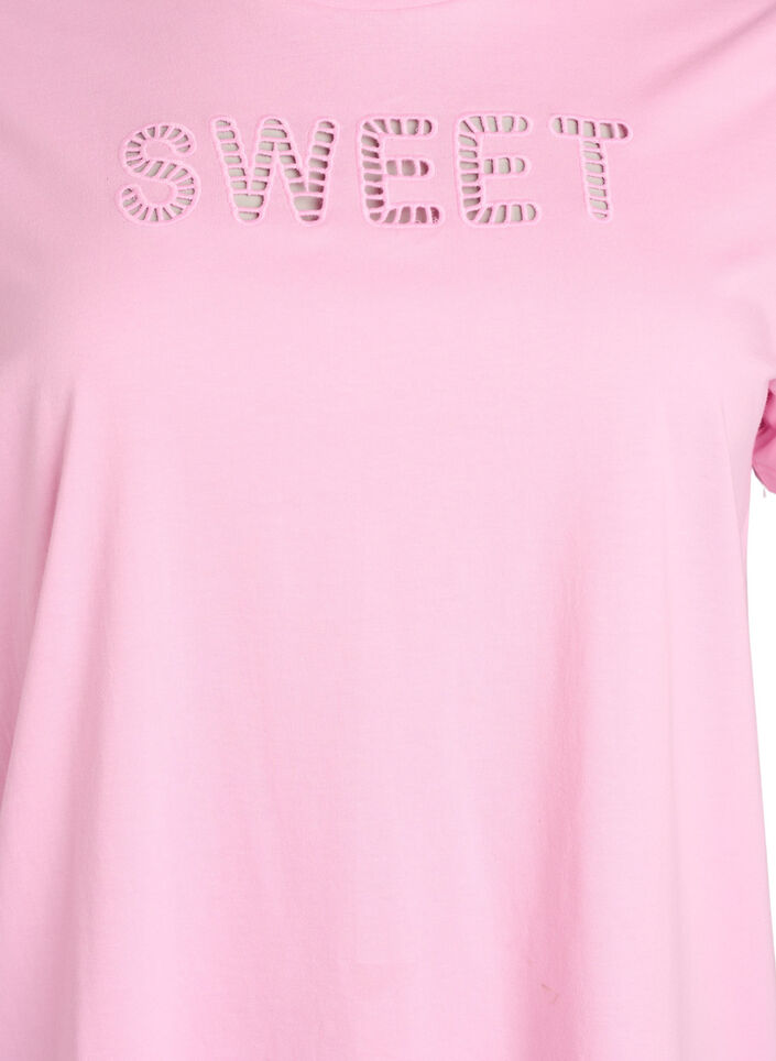 T-shirt i bomull med broderad text, Vit, Packshot image number 2