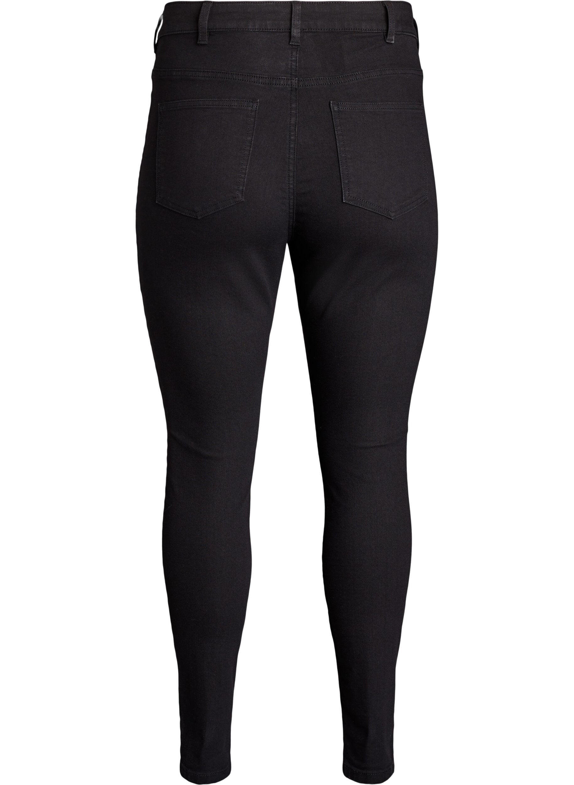 ZizziAmy jeans med h&ouml;g midja och supersmal passform, Svart, Packshot image number 1