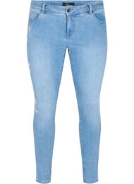 Extra slim Sanna jeans med broderidetaljer, Light blue