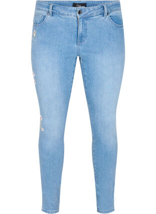 Extra slim Sanna jeans med broderidetaljer, Light blue, Packshot image number 0