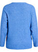 Melerad stickad blus med rund hals, Bl&aring;, Packshot image number 1