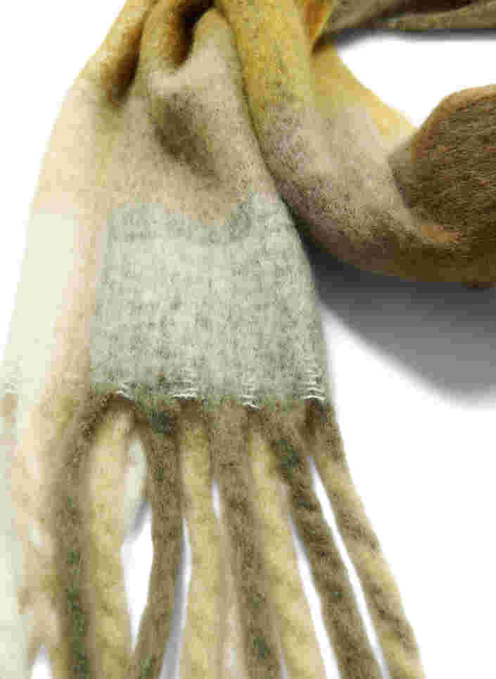 Färgad halsduk med fransar, Brown, Packshot image number 1
