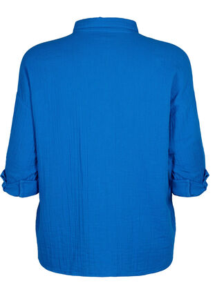 Skjorta med krage av bomullsmuslin, Victoria blue, Packshot image number 1