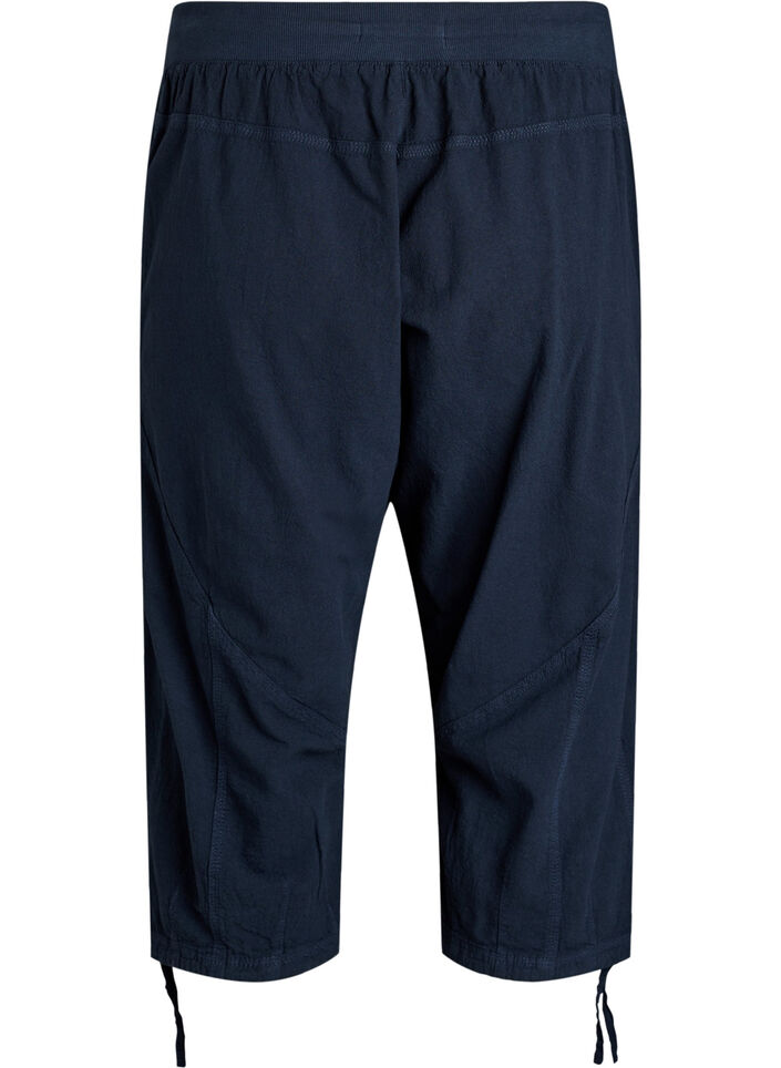 Capribyxor i bomull, Bl&aring;, Packshot image number 1