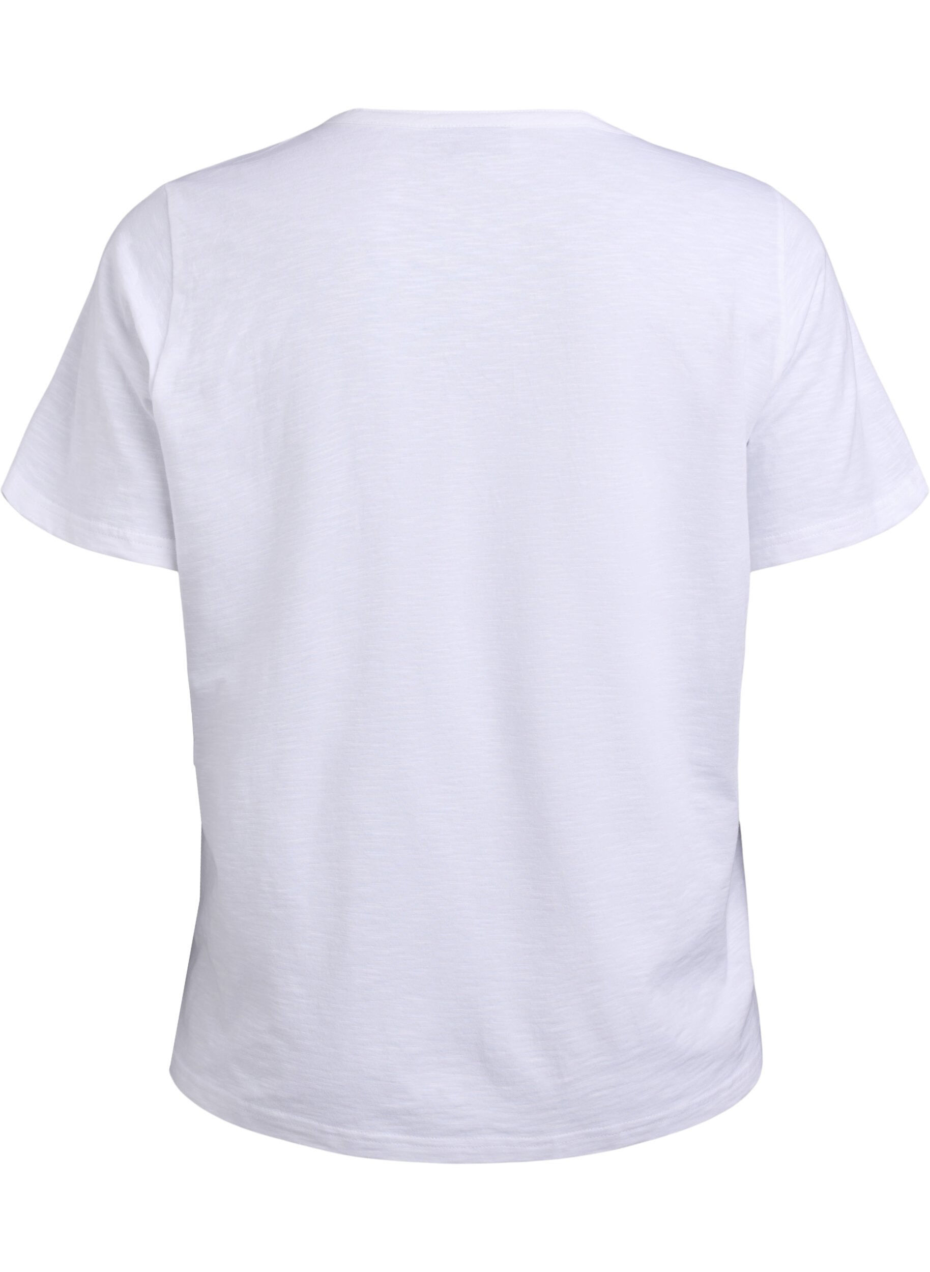 Zizzi FLASH - T-shirt med knappdetalj, Vit, Packshot image number 1