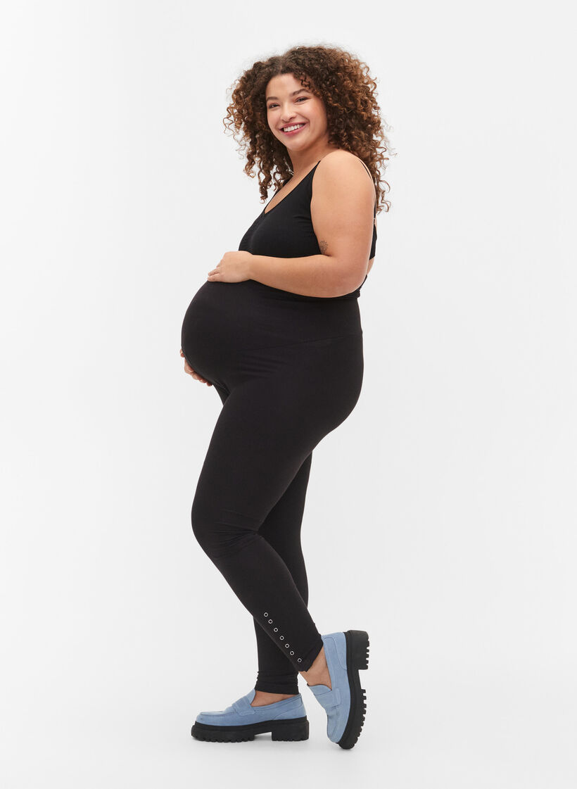 Gravidleggings i viskos med knappar, Black, Model image number 0