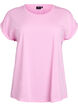 Kort&auml;rmad t-shirt i bomullsmix, Rosa, Packshot image number 0