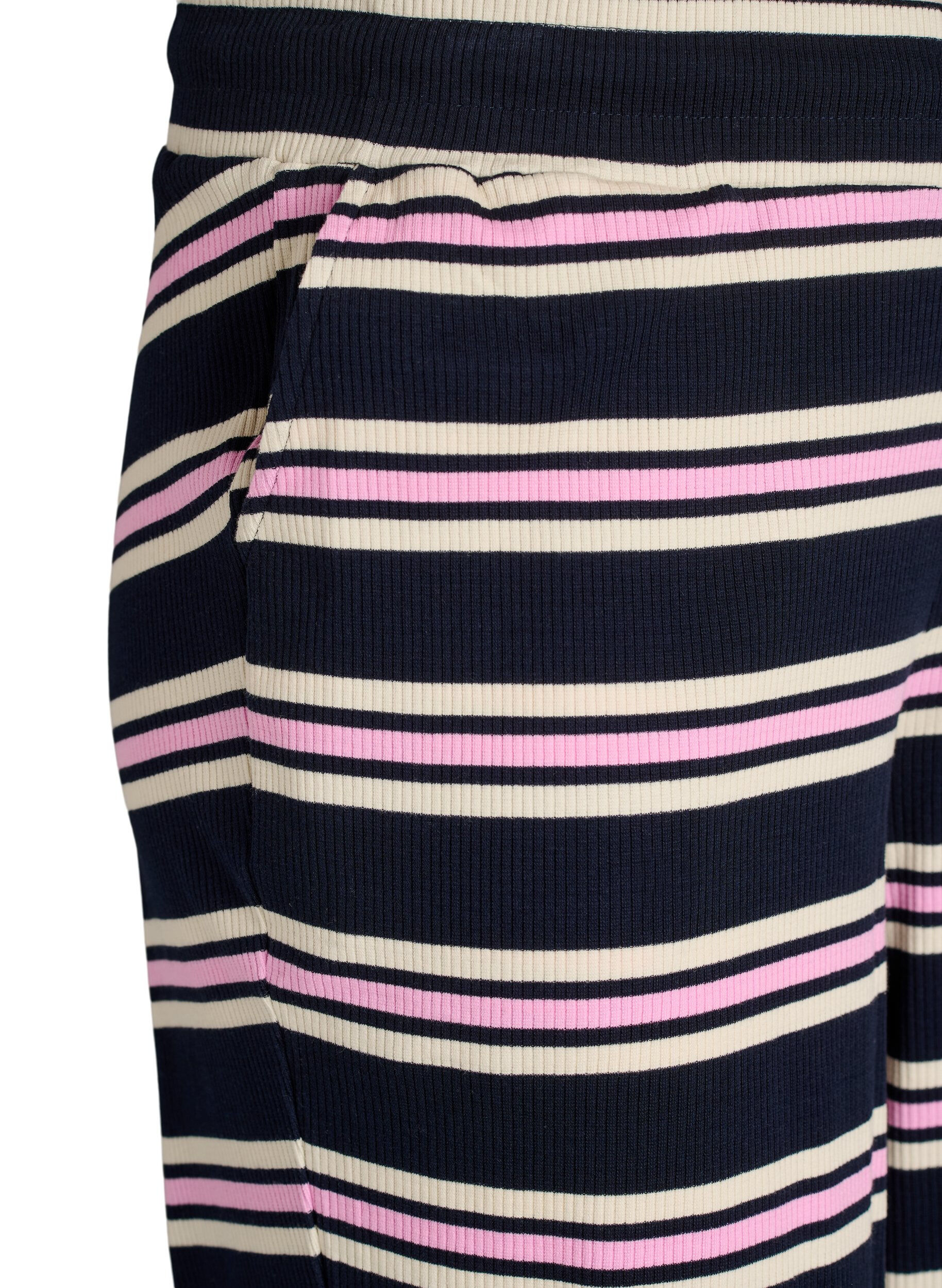 ZizziRandiga pyjamasbyxor med vida ben, Bl&aring;, Packshot image number 2