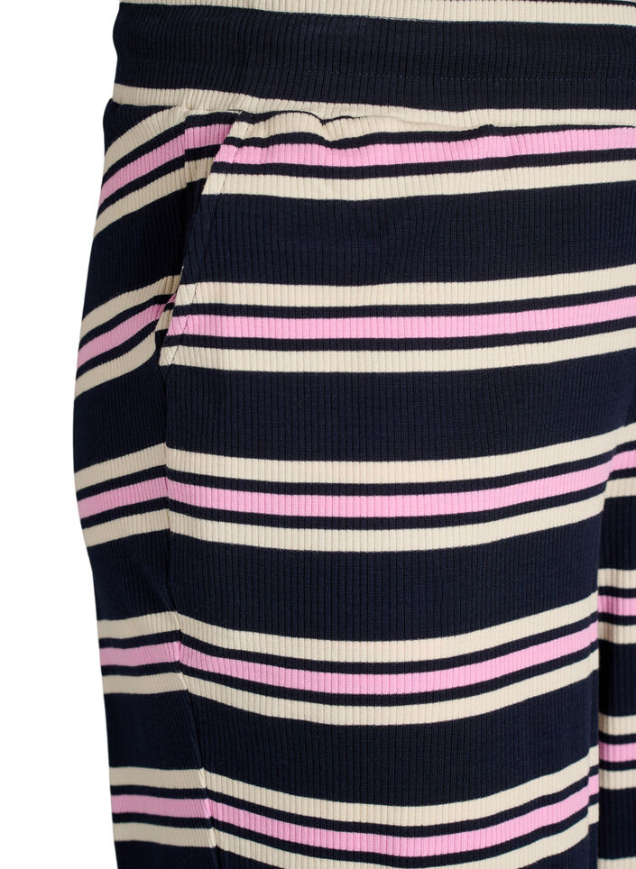Randiga pyjamasbyxor med vida ben, Bl&aring;, Packshot image number 2
