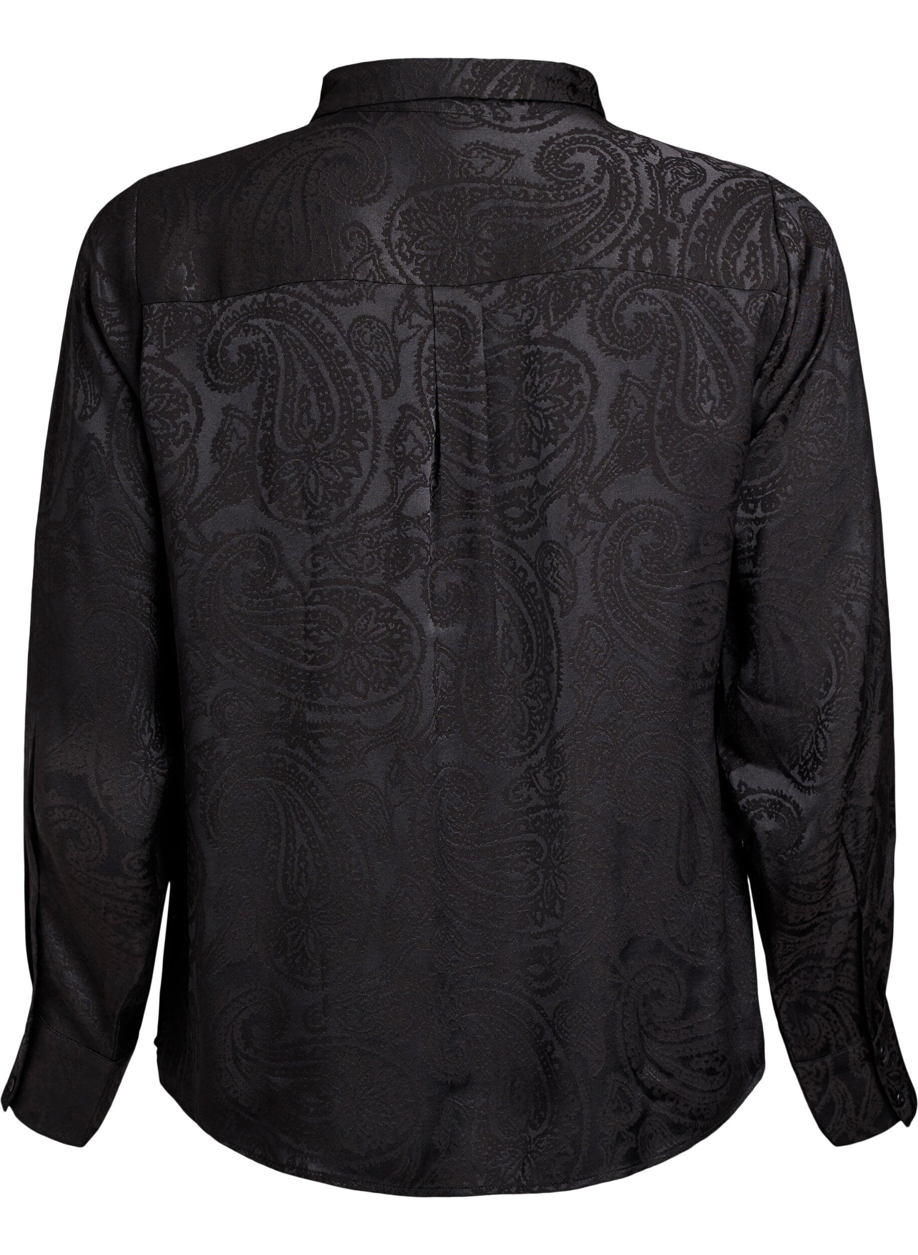 ZizziSkjorta med ton-i-ton paisleym&ouml;nster, Svart, Packshot image number 1