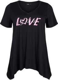 T-shirt i bomull med kort ärmar, Black LOVE