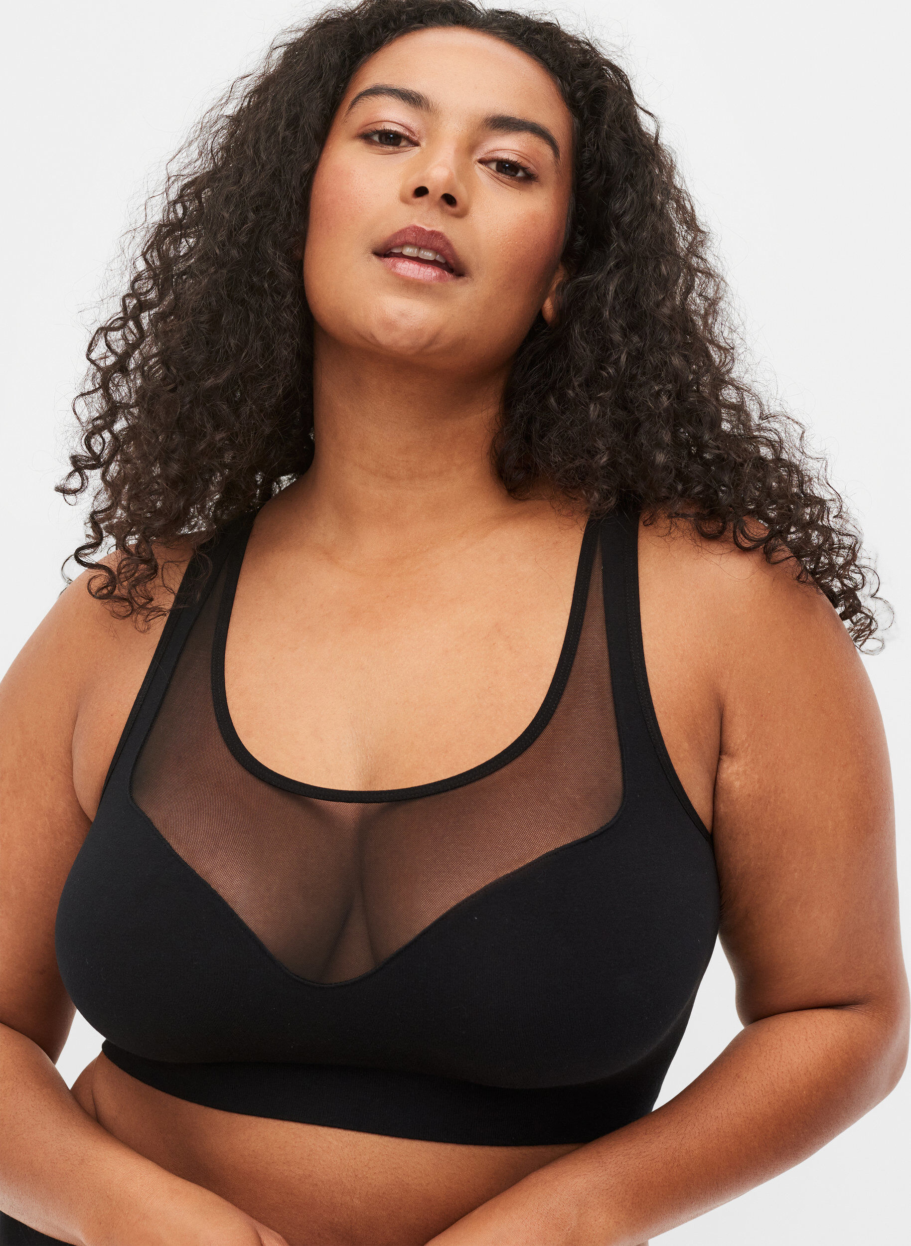 Zizzi Mjuk bh med mesh, Black, Model image number 2