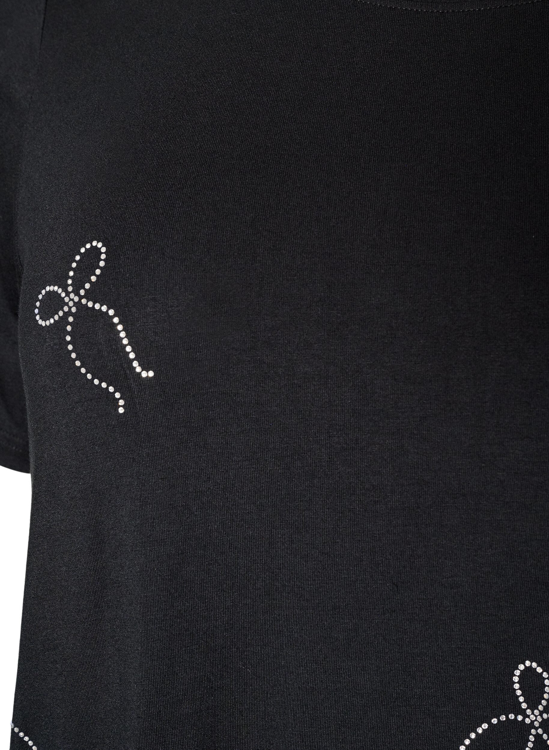 ZizziT-shirt i viskos med strass, Svart, Packshot image number 2