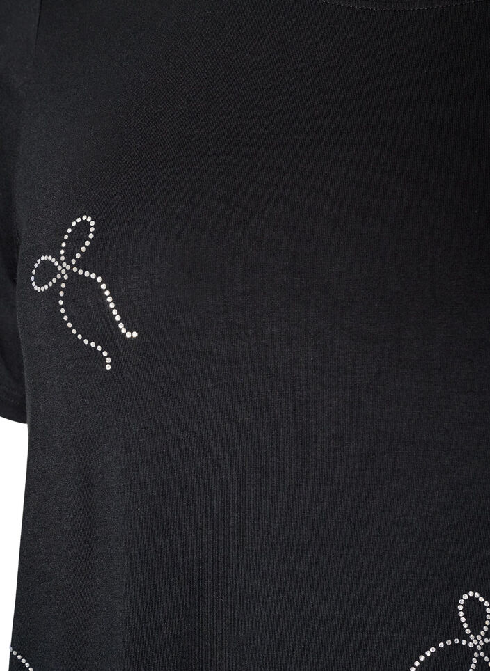 T-shirt i viskos med strass, Svart, Packshot image number 2