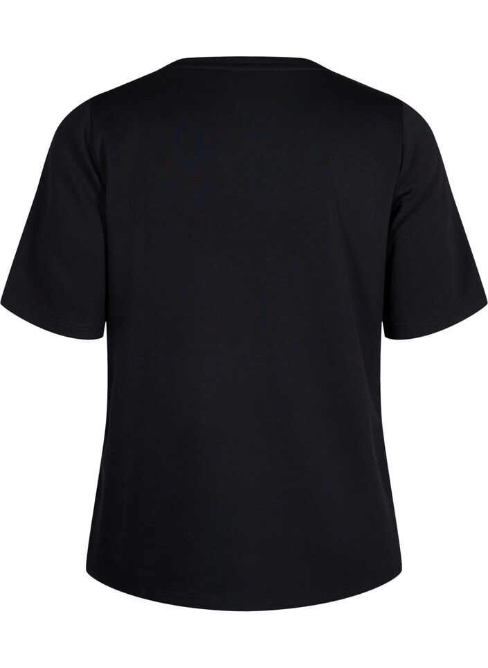 T-shirt i modalblandning, Svart, Packshot image number 1