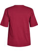 Blus i ribbad jersey med korta &auml;rmar, M&ouml;rk Bordeaux, Packshot image number 1