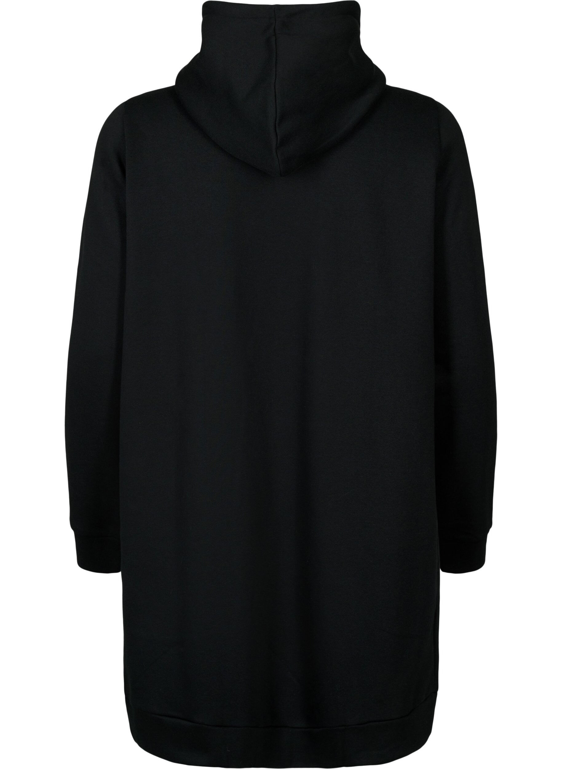 Zizzi Sportig sweatshirtkl&auml;nning med huva, Black/Grey, Packshot image number 1