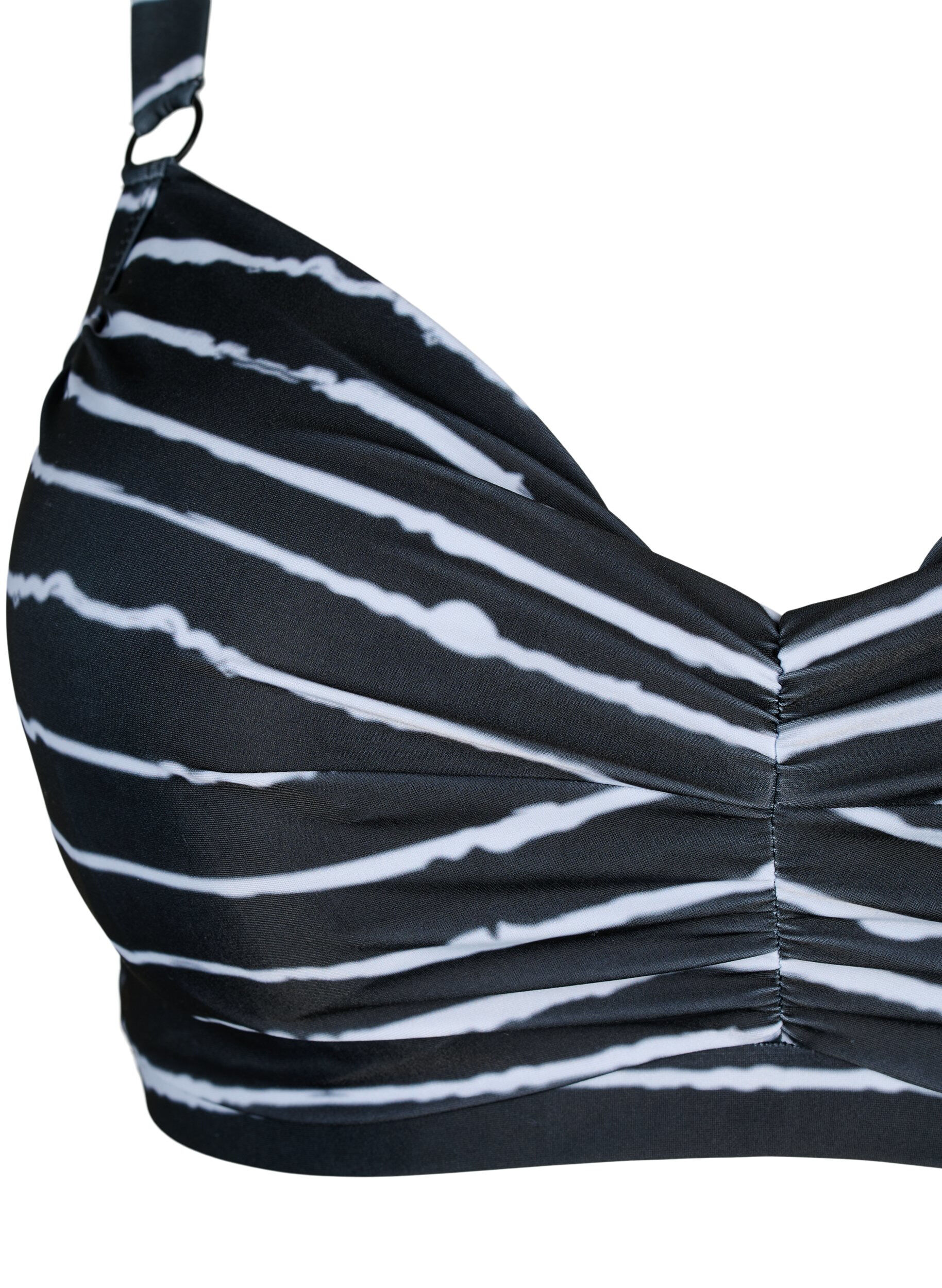 Zizzi Bikinibeh&aring; med tryck och bygel, Black White Stripe, Packshot image number 2