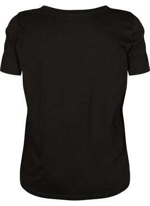 T-shirt i bomull med V-ringad hals och tryck, Black W. Love, Packshot image number 1