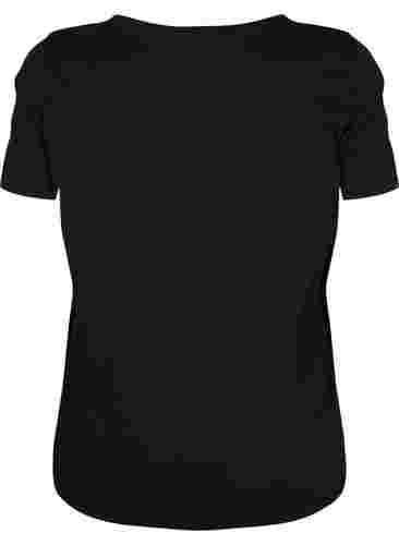 T-shirt i bomull med V-ringad hals och tryck, Black W. Love, Packshot image number 1