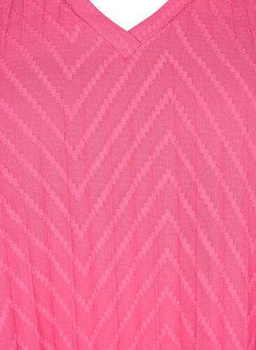Kortärmad klänning med struktur, Shocking Pink, Packshot image number 2
