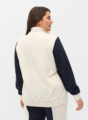 Blockfärgad sweatshirt, Night Sky/Off White, Model image number 1
