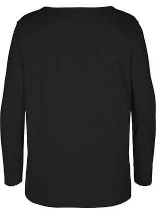 Långärmad tröja med dekorativt mönster, Black, Packshot image number 1