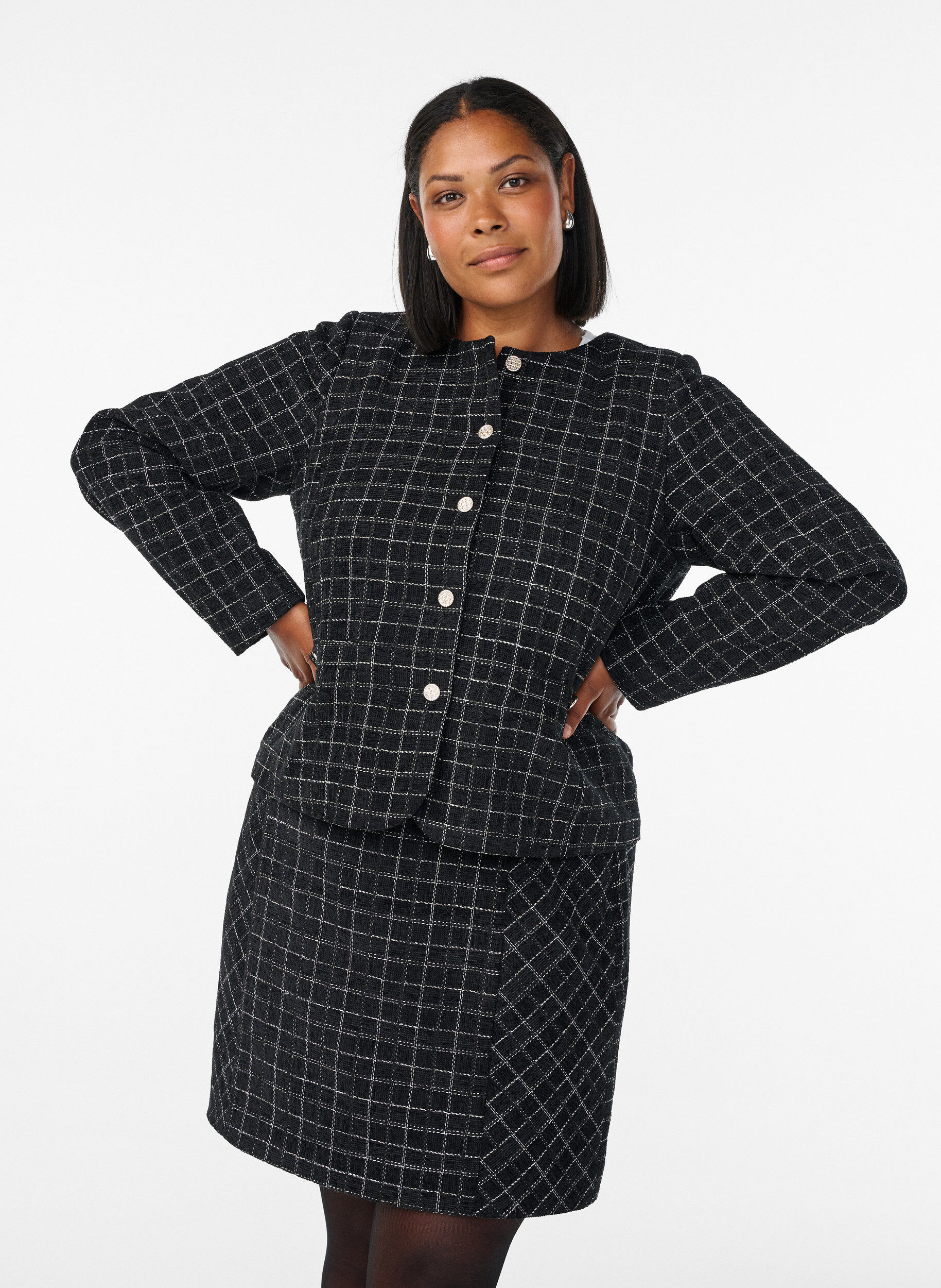 Rutig kjol, Svart, Model