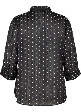 Mönstrad skjorta med 3/4 ärmar, Black Dot, Packshot image number 1