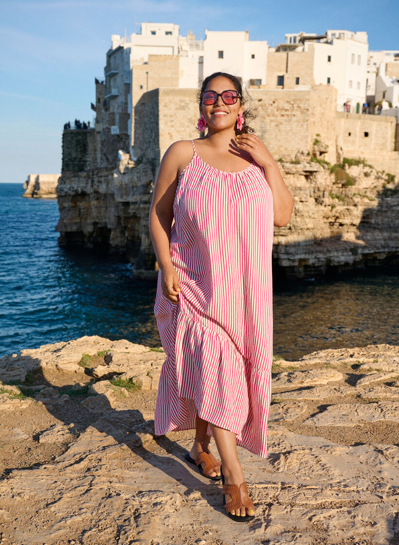 A-linjeformad sommarkl&auml;nning med r&auml;nder, Rosa, Image image number 0