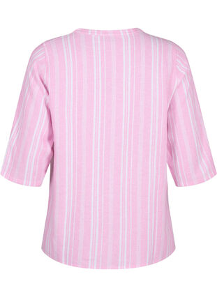 Randig blus i linne- och viskosblandning, Rosebloom Wh.Stripe, Packshot image number 1