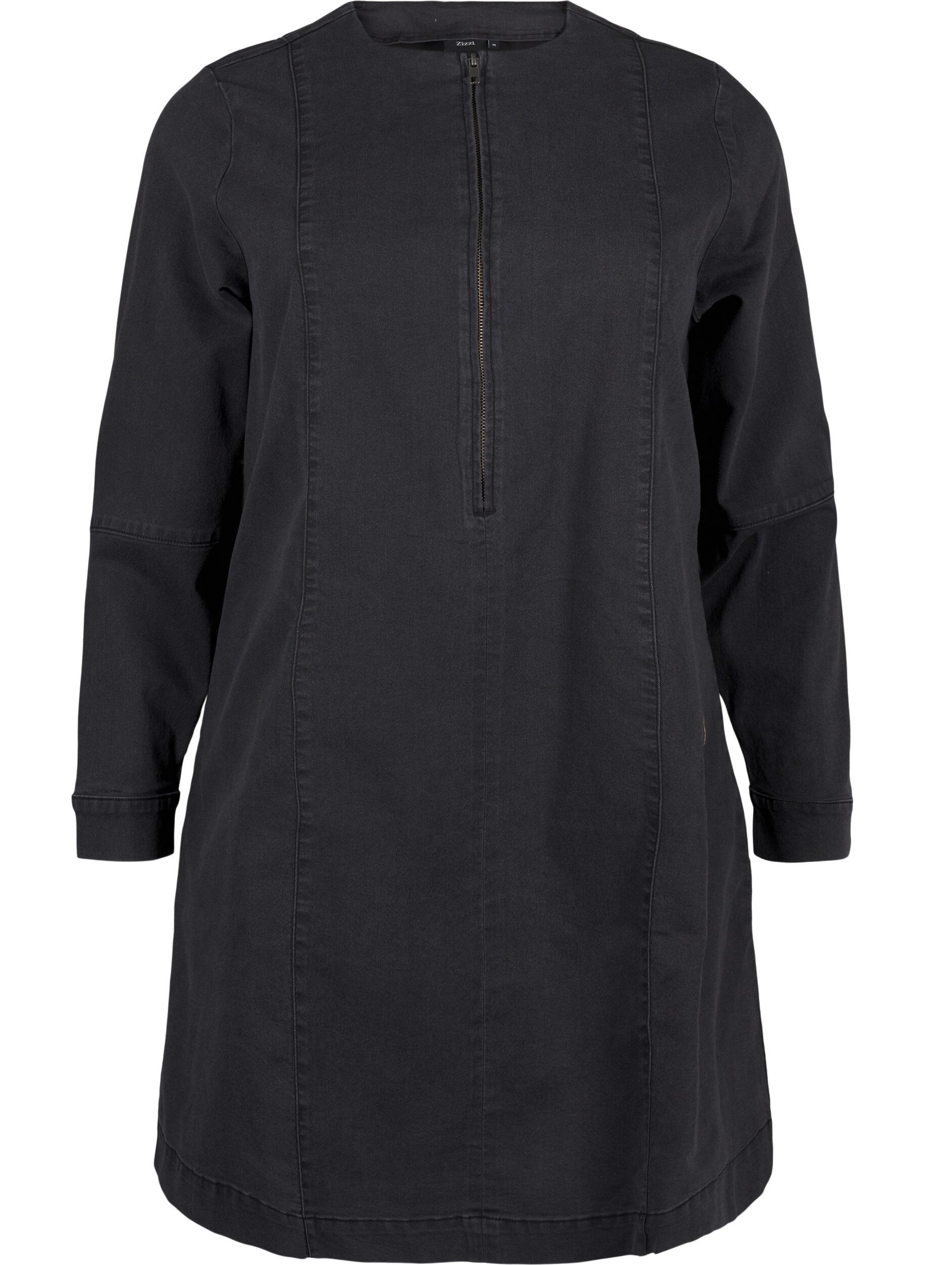 Zizzi A-formad denimkl&auml;nning med dragkedja, Grey Washed, Packshot image number 0