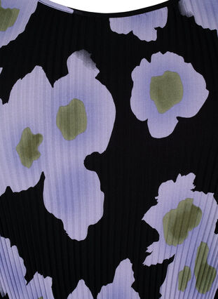 Mönstrad plisserad klänning med knytband, Black w. Floral, Packshot image number 2