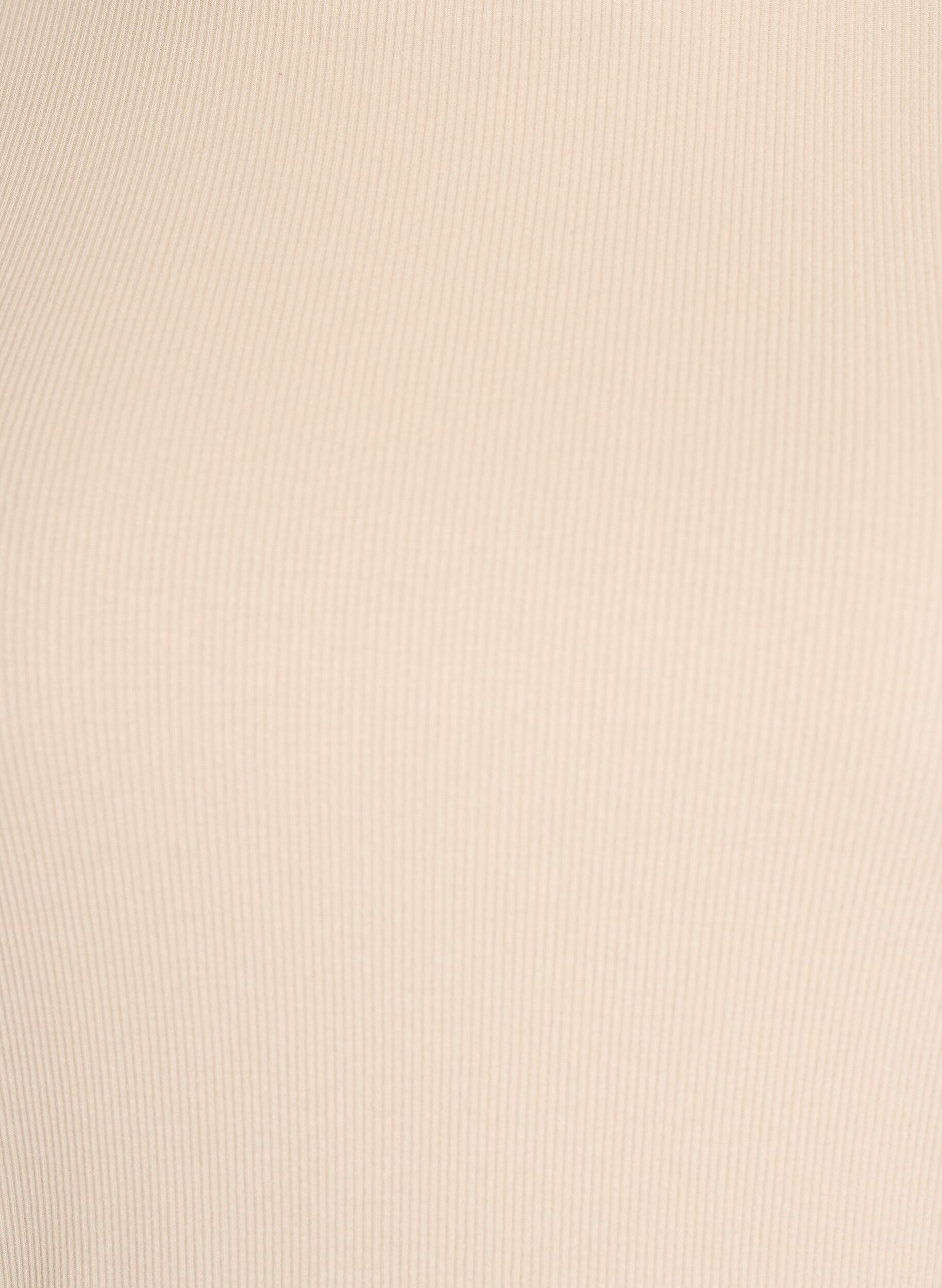 Zizzi Ribbad bas-T-shirt med rund hals, Beige, Packshot image number 2