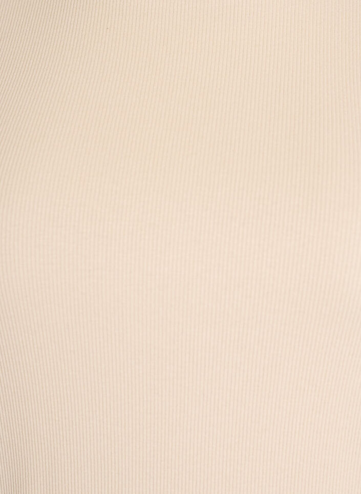 Ribbad bas-T-shirt med rund hals, Beige, Packshot image number 2