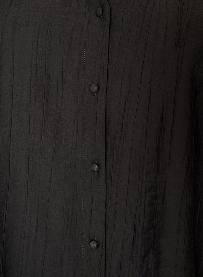 Blus i viskos med knappar och struktur, Svart, Packshot image number 2