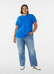 Enkel t-shirt i bomull med rund halsringning, Bl&aring;, Model image number 1