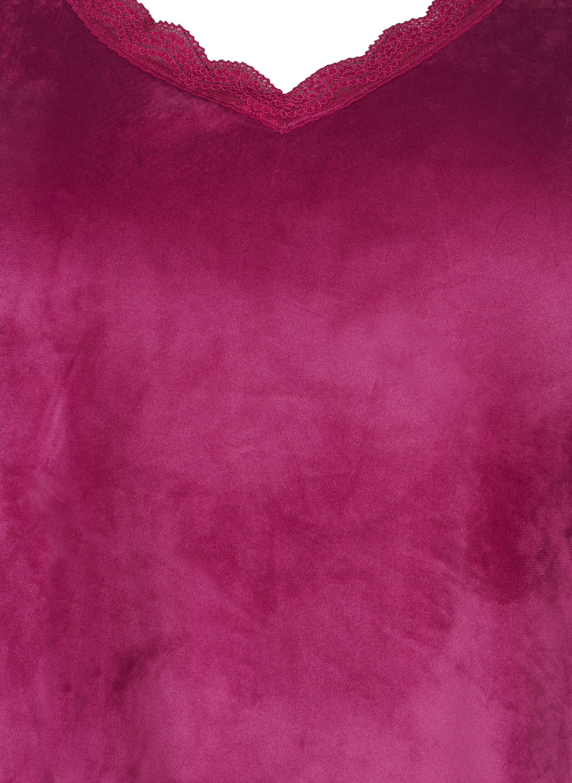 Zizzi Velourblus med v-ringning, Boysenberry, Packshot image number 2