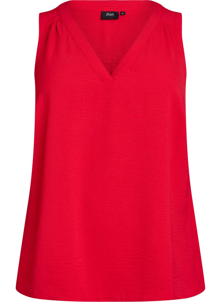 &Auml;rml&ouml;s topp med rynkdetaljer, R&ouml;d, Packshot image number 0