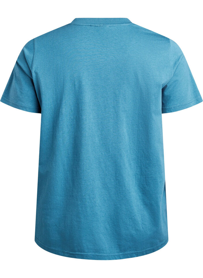 Enkel t-shirt i bomull med rund halsringning, Bl&aring;, Packshot image number 1