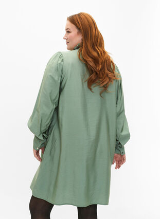 Viskosskjorta klänning med ruffles, Green Bay, Model image number 1