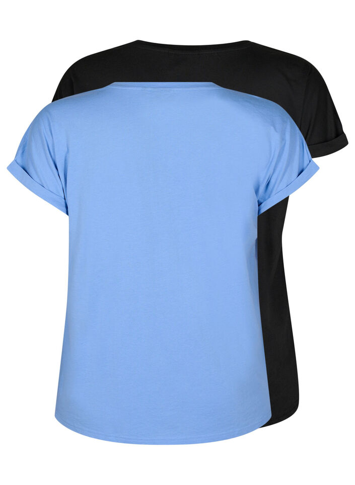 Tv&aring;pack kort&auml;rmade t-shirts, Bl&aring;, Packshot image number 1