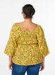 Blus med smock och fyrkantig ringning, Gul, Model image number 2
