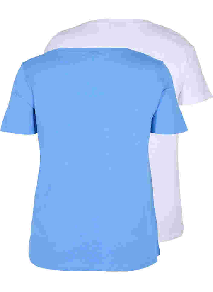2-pack t-shirt i bomull, Ultramarine/White, Packshot image number 1