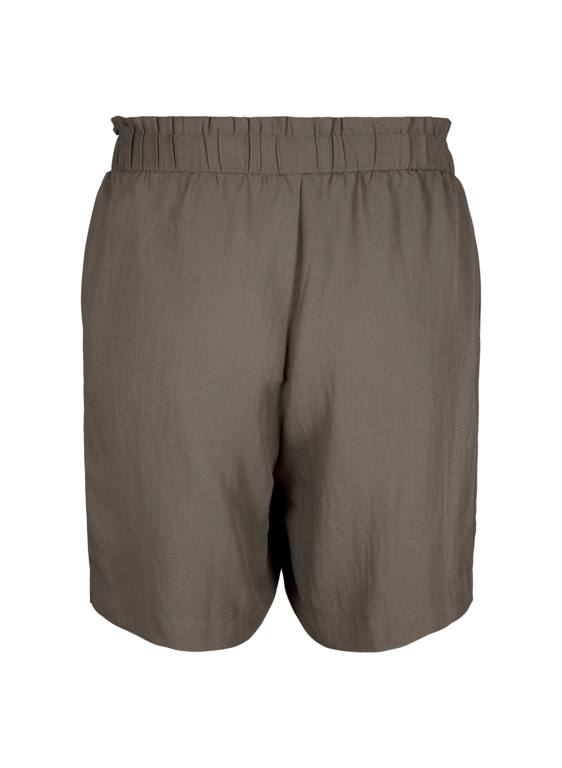 Zizzi L&ouml;st sittande shorts i viskos, Chocolate Chip, Packshot image number 1